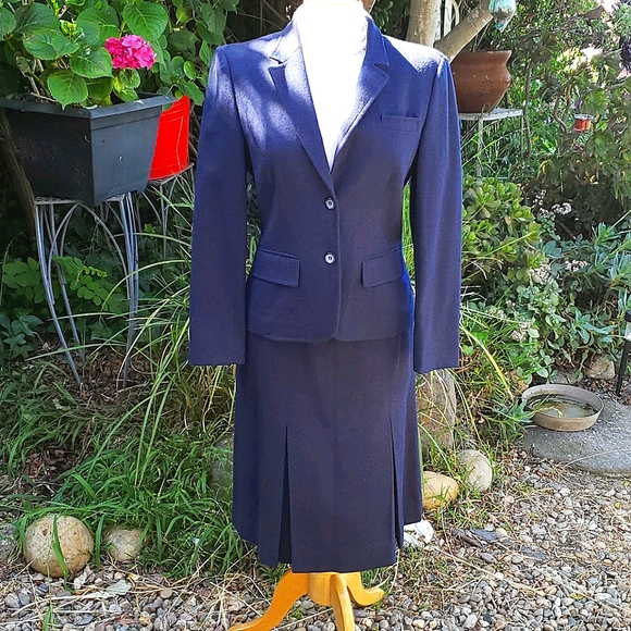 Pendleton Dresses & Skirts - Vintage Pendleton Navy Wool Suit 2 Piece Skirt Set